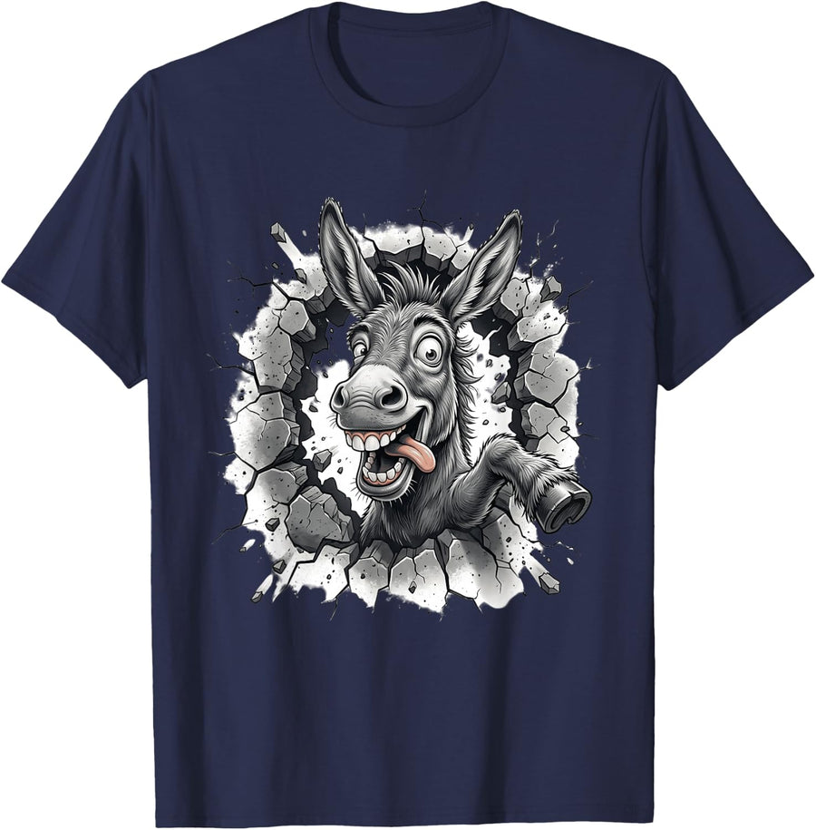 Donkey Cracked Wall T-Shirt - Navy Blue