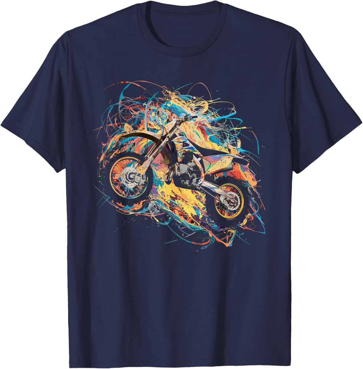 Graphic Dirt Bike T-Shirt - Navy Blue