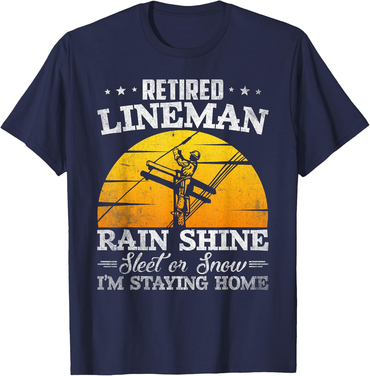 Funny Retired Lineman Gifts Shirt For Men Dad Grandpa T-Shirt - Navy Blue