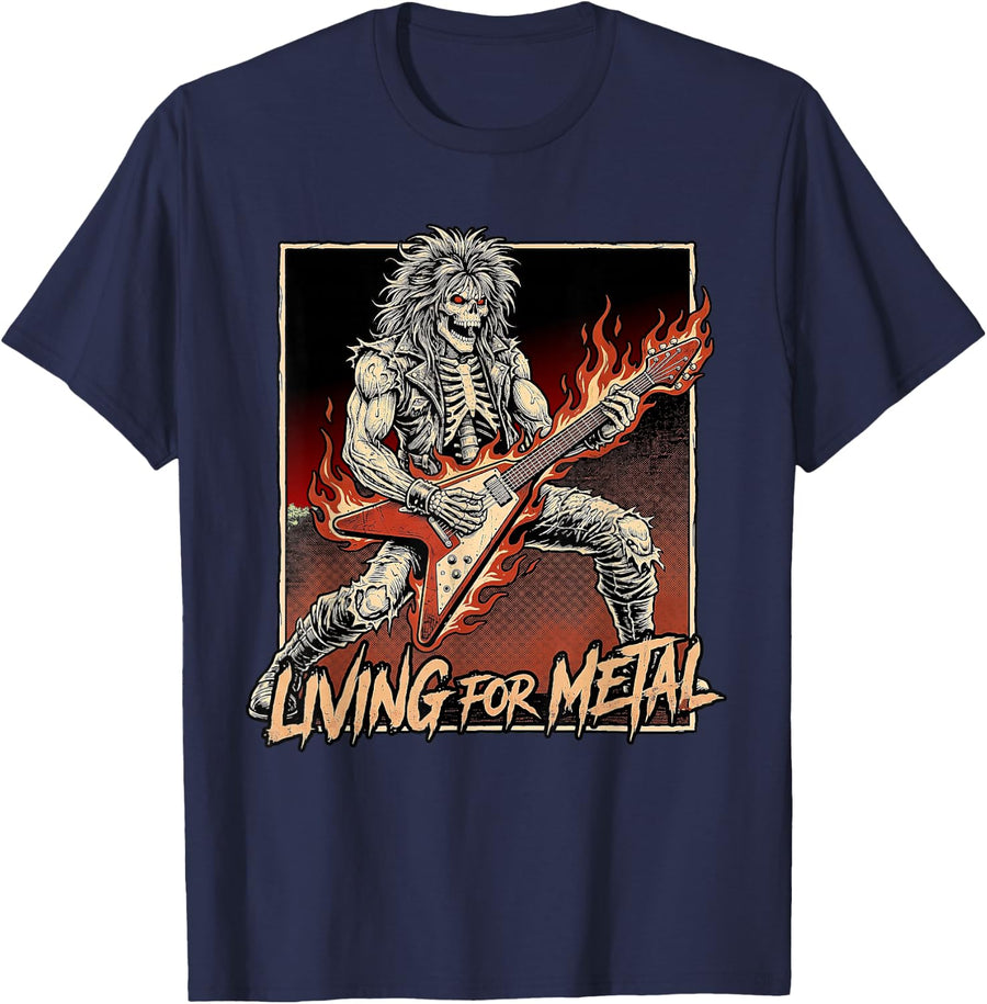 Living for Metal Heavy Metal Festival T-Shirt - Navy Blue