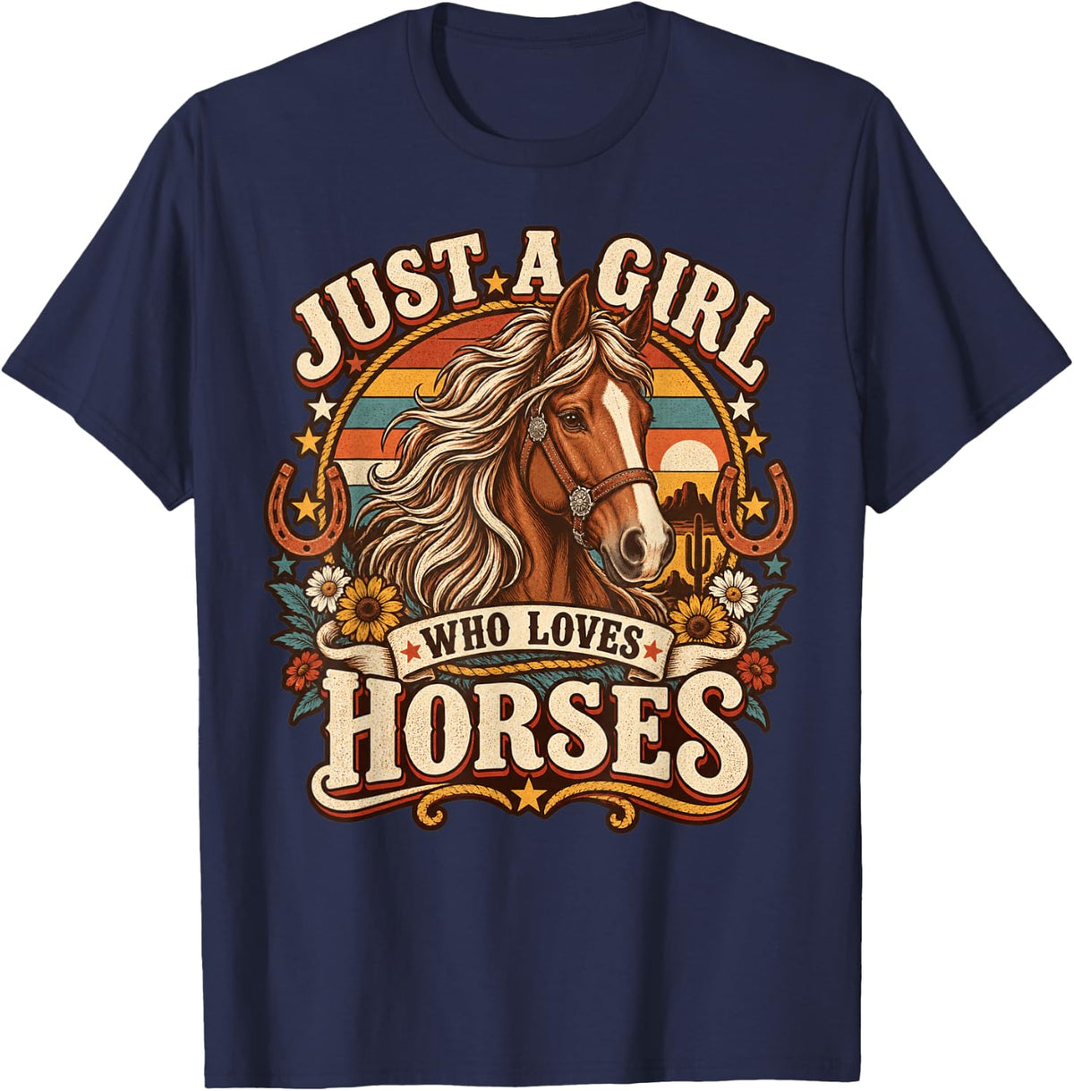 Horse Lover Western Equestrian Humor T-Shirt - Navy Blue