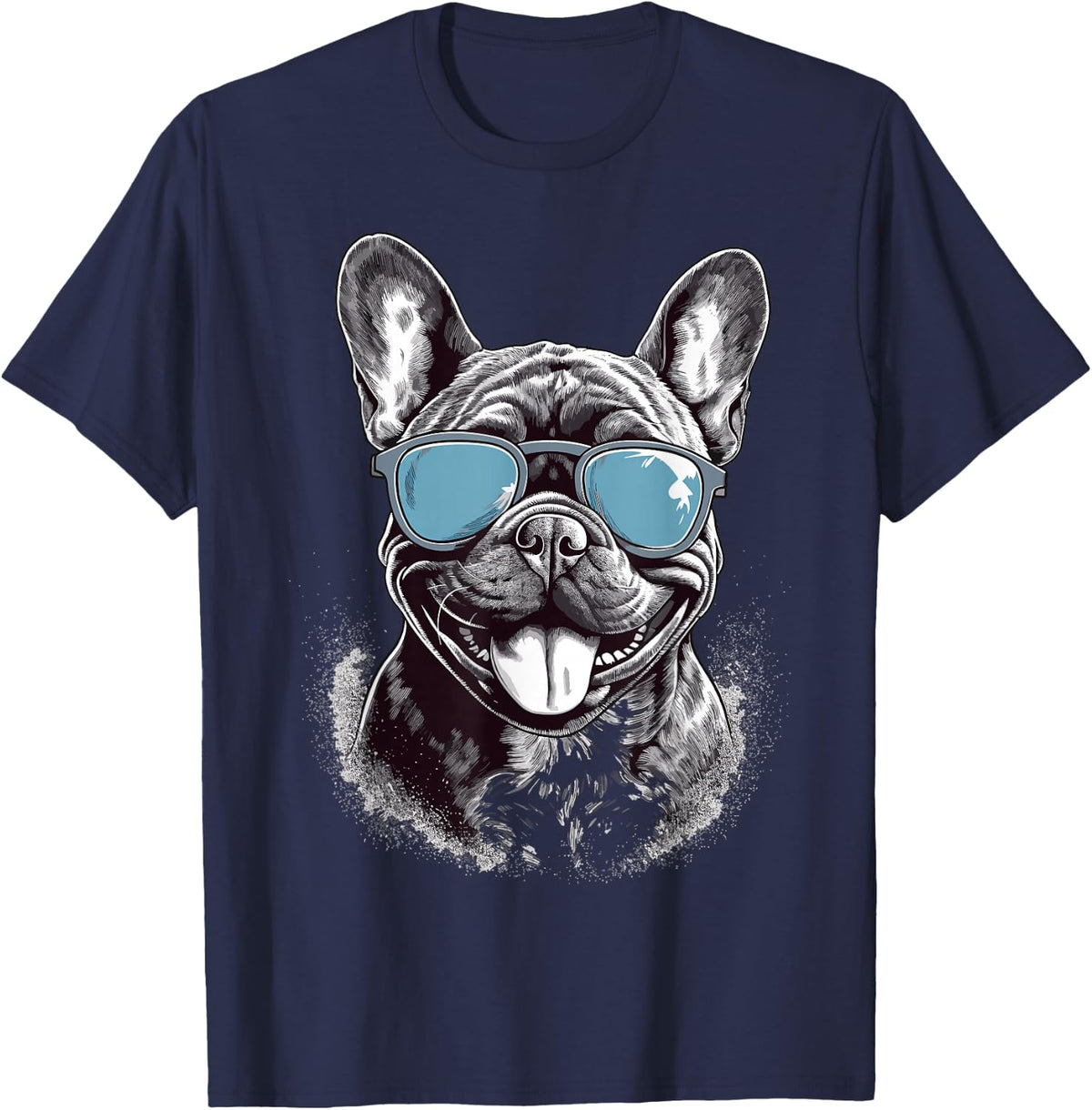 French Bulldog With Sunglasses T-Shirt - Navy Blue