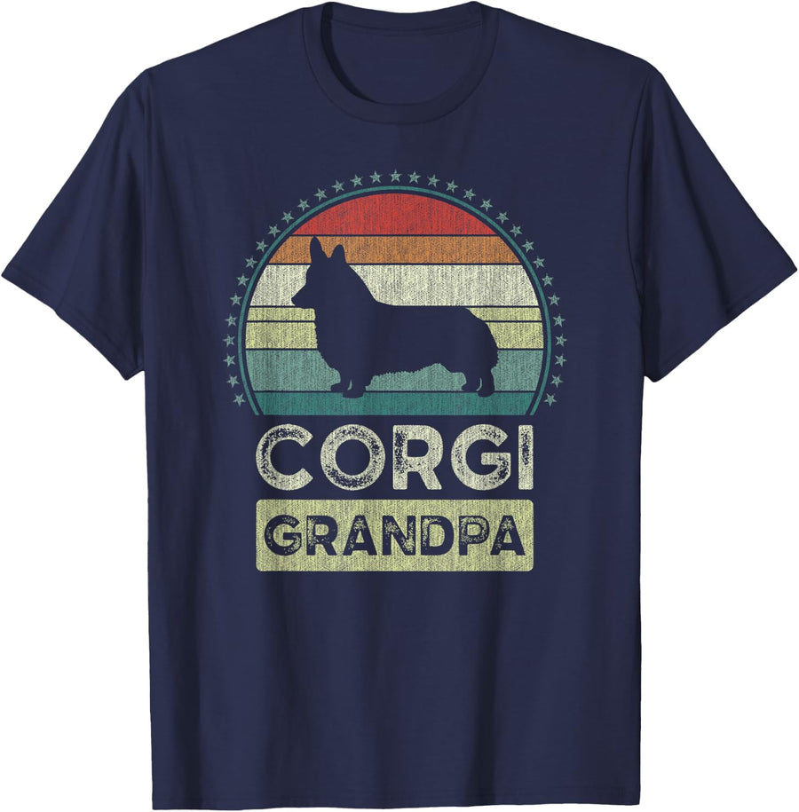 Corgi Grandpa, Father's Day, Welsh Corgi Grandfather T-Shirt - Navy Blue