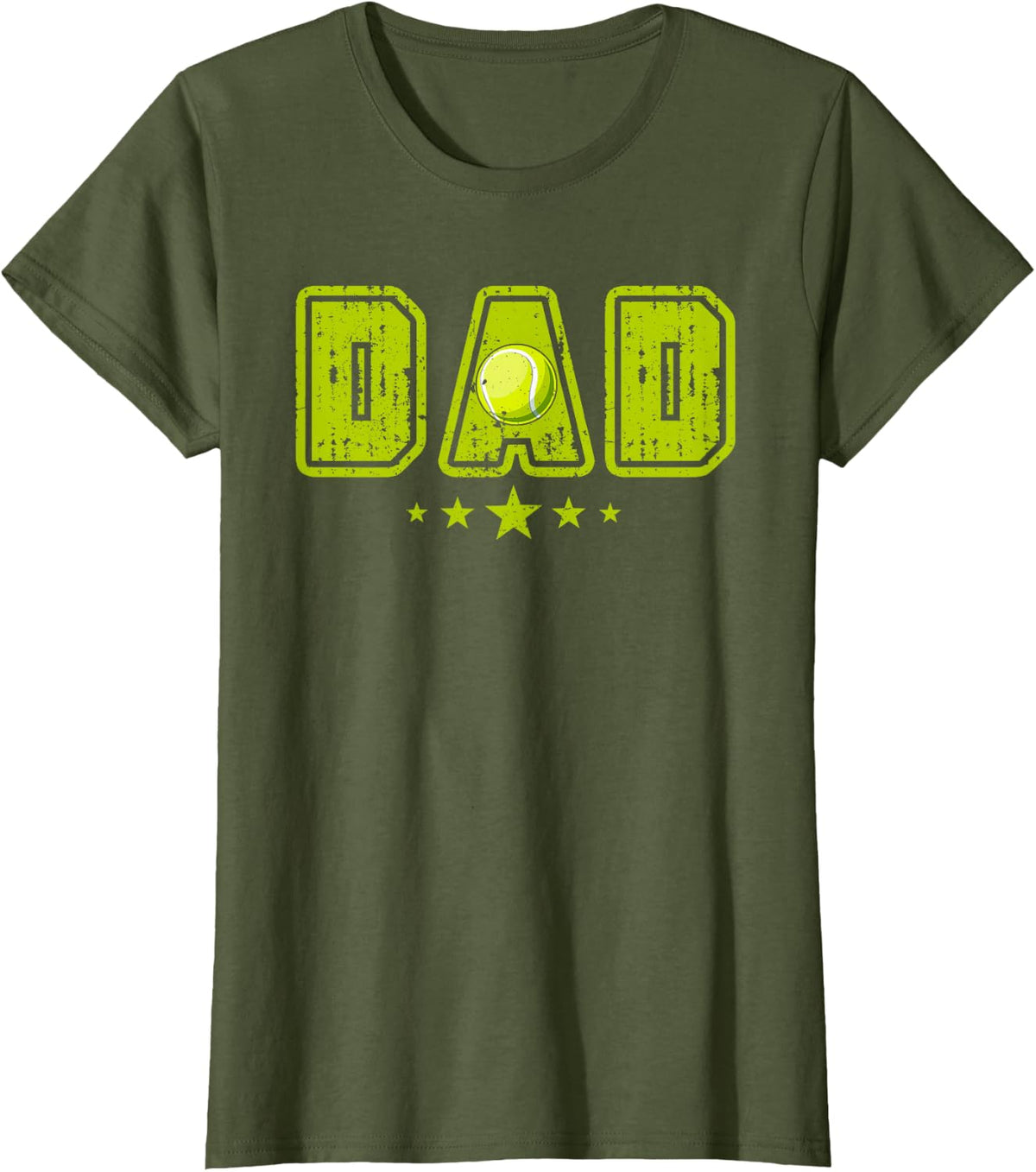 Vintage DAD Tennis Costume Dad Lover Player Father's Day T-Shirt - Olive Green