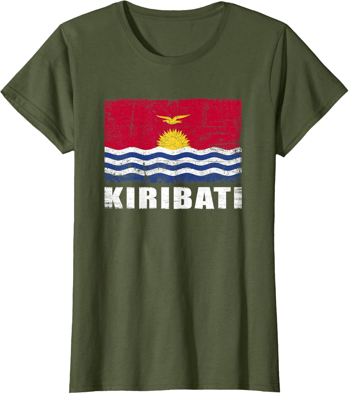 Kiribati Flag Design Grunge Country Flag Kiribati T-Shirt - Olive Green