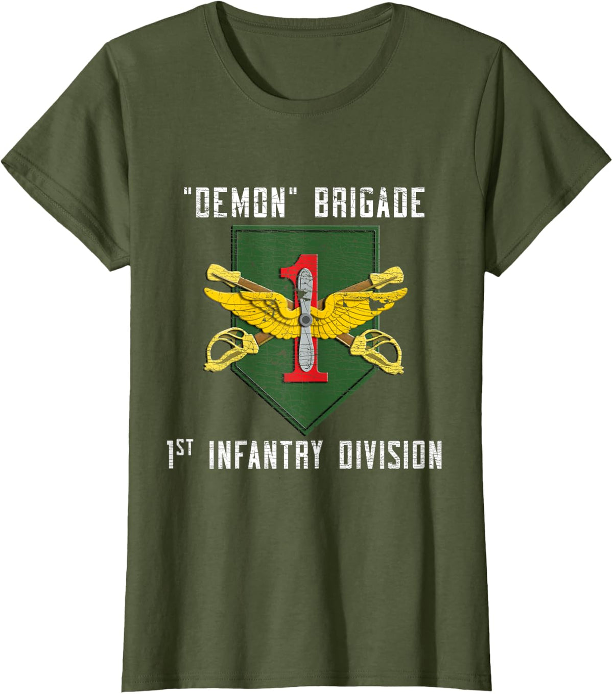 1st Combat Aviation Brigade 1CAB 1st Infantry Division T-Shirt - Olive Green