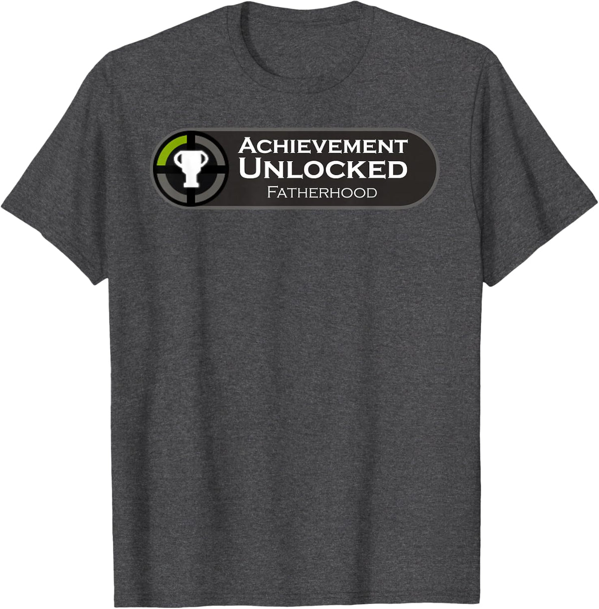 Fatherhood Achievement Unlocked Fathers Day Gift for Gamers T-Shirt - Dark Heather Grey