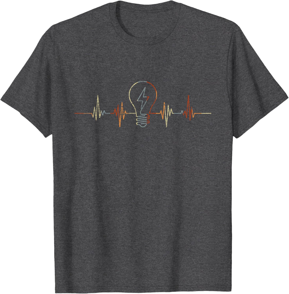 Electrician Heartbeat Vintage ECG Cardiogram Retro T-Shirt - Dark Heather Grey