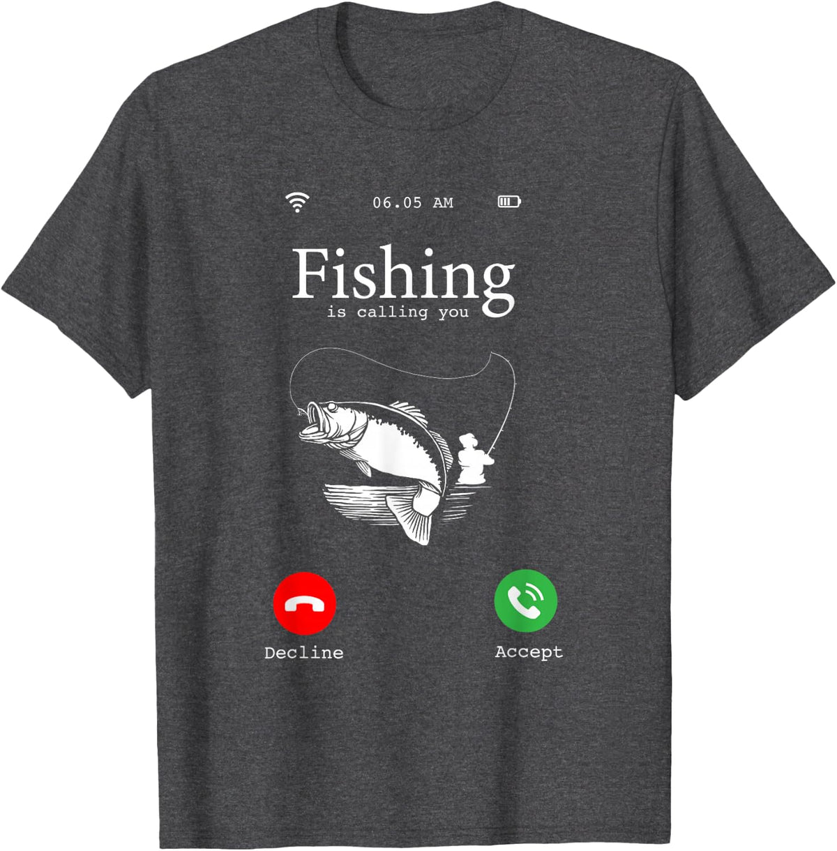 Hilarious Fishing Lovers Gift - Fishing Is Calling You Joke T-Shirt - Dark Heather Grey