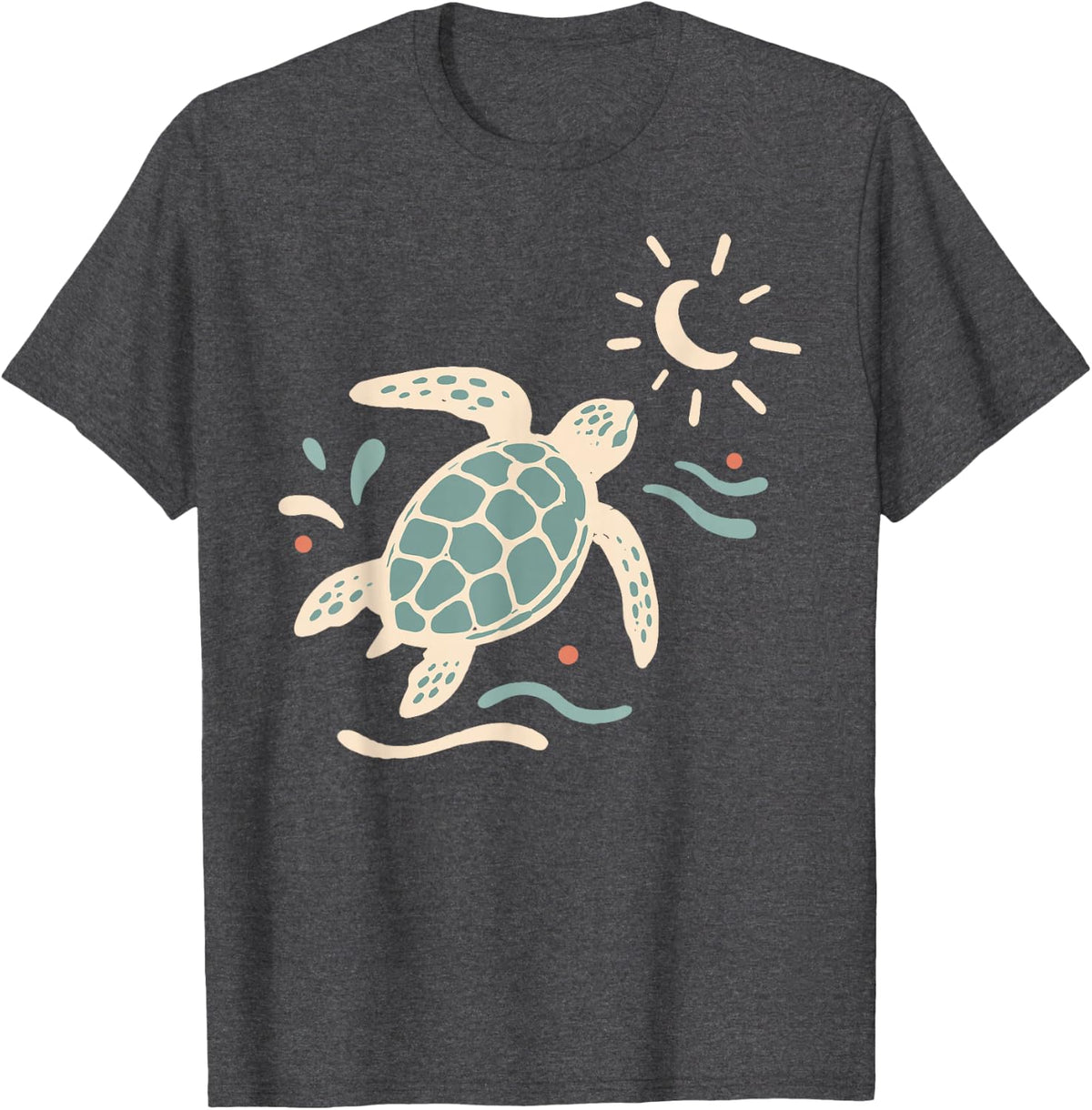 Cute Sea Turtle Beach Ocean Summer Coastal T-Shirt - Dark Heather Grey