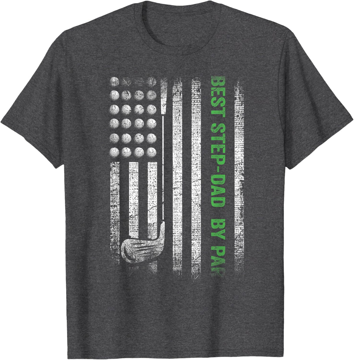 Best Step-Dad By Par Father's Day Gifts Golf Lover Golfer T-Shirt - Dark Heather Grey