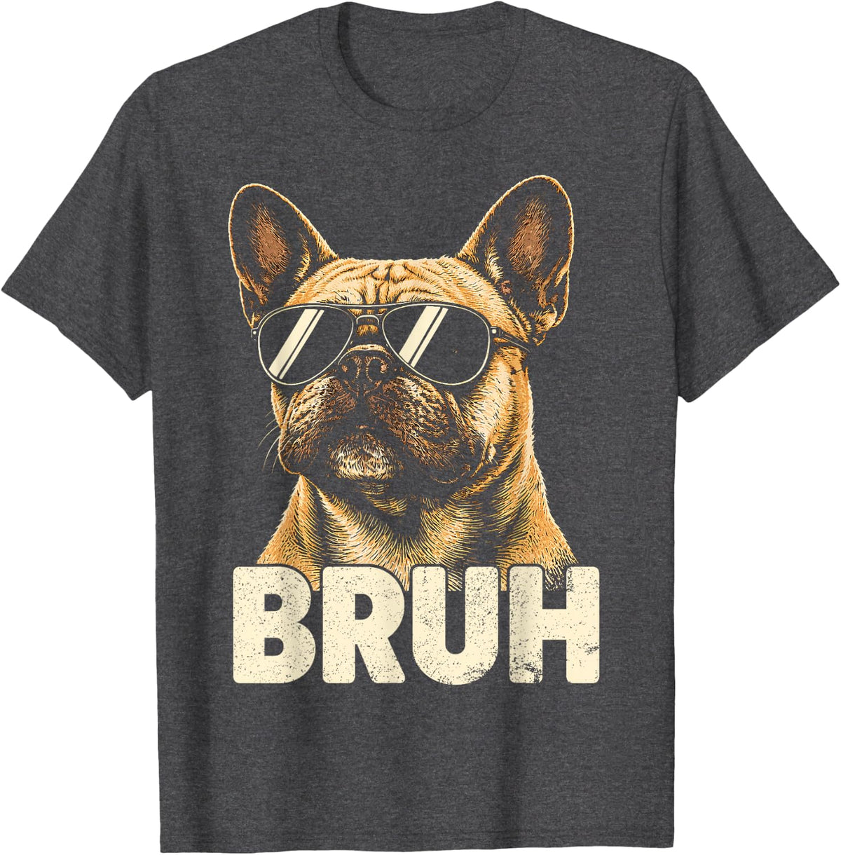 French Bulldog Bruh Youth Boys Tee Cute Dog Teen Kids Meme T-Shirt - Dark Heather Grey