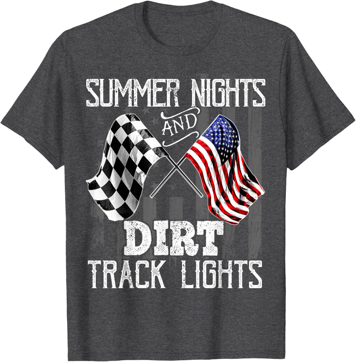 Summer Nights Dirt Track Lights Racing Motocross Gift Men T-Shirt - Dark Heather Grey