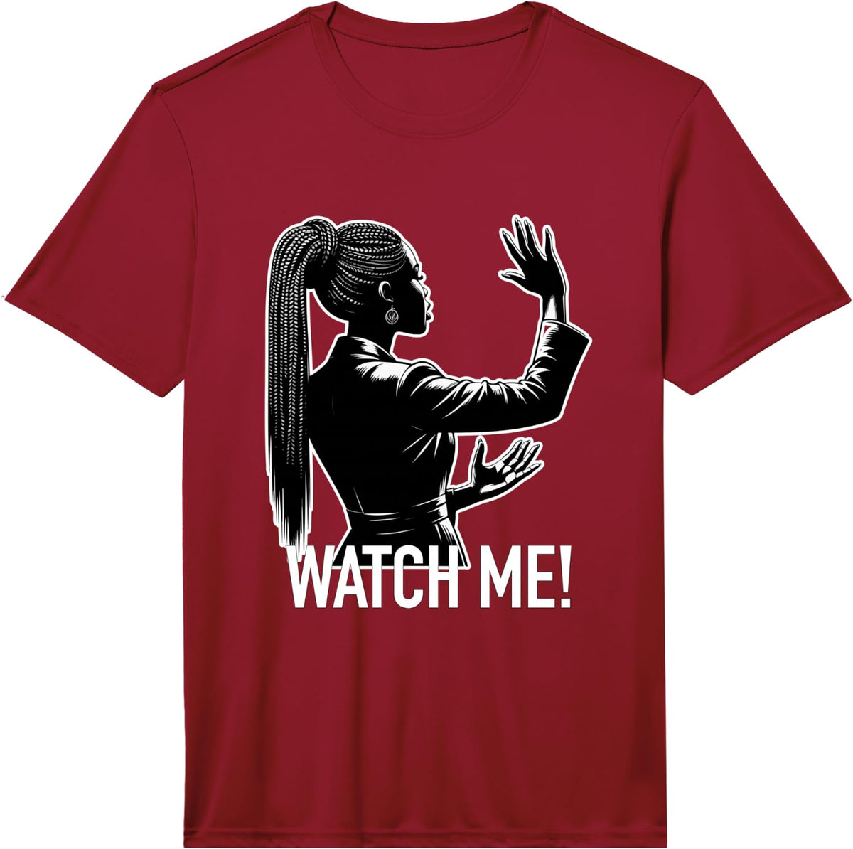 Female African American Woman Choir Director | Watch Me Performance T-Shirt - Red