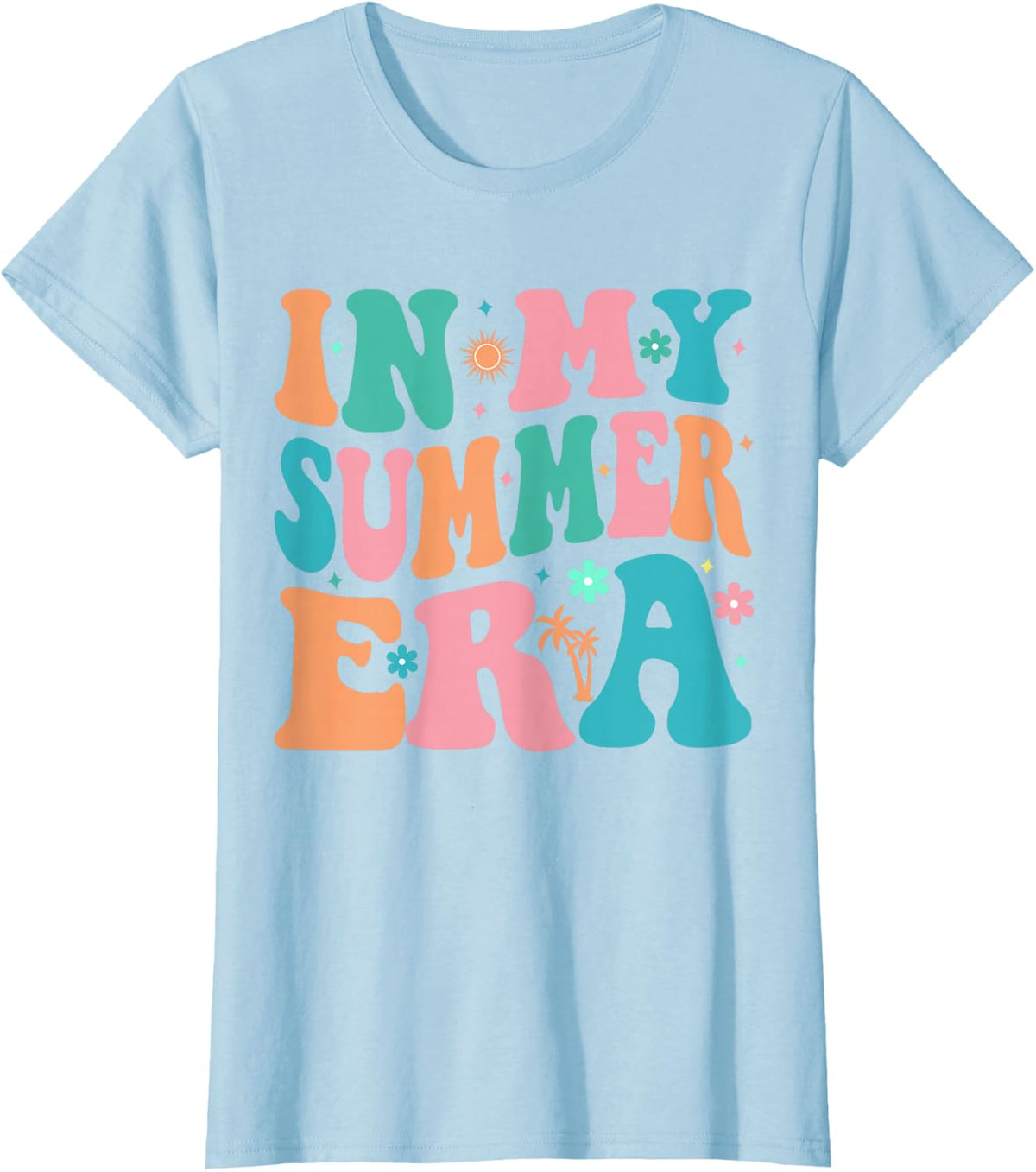 In My Summer Era Groovy Last Day of School Teacher Tees T-Shirts for Women Men - Baby Blue