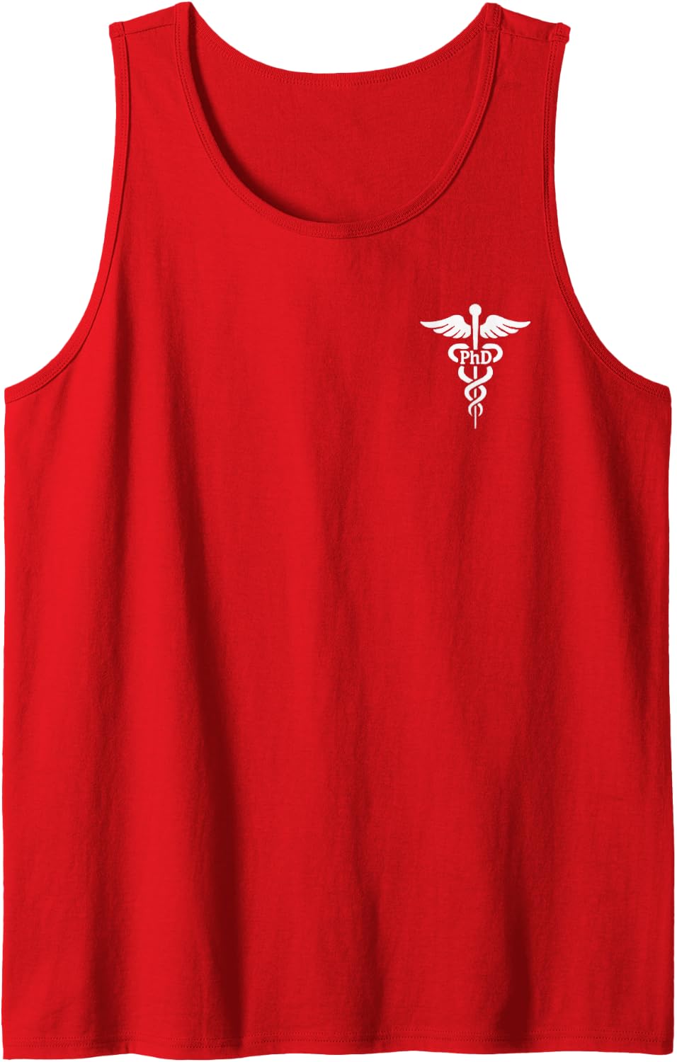Men's PhD Doctor of Philosophy Caduceus Academic Emblem Sleeveless Tank Top - Red