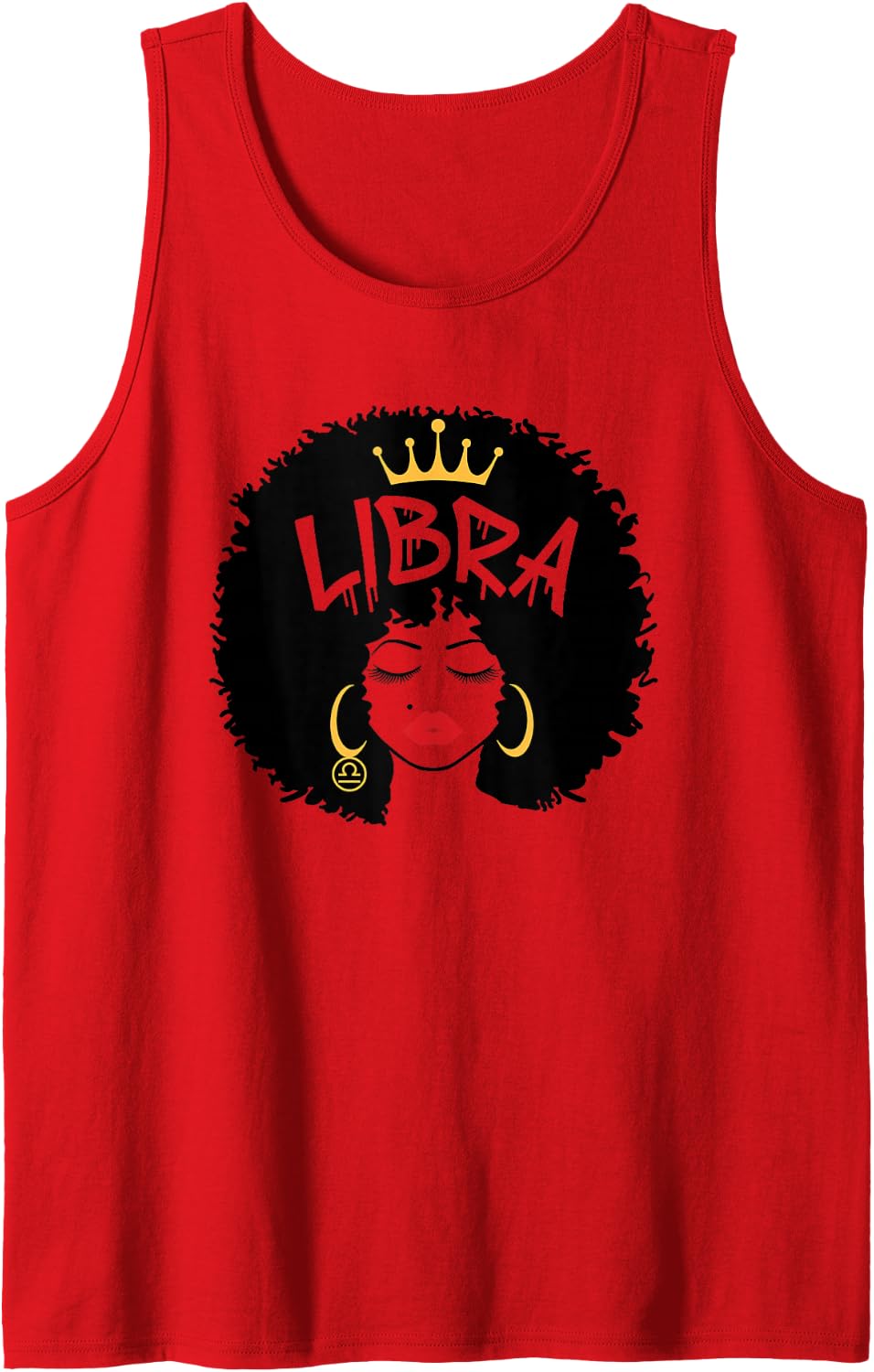 Libra Zodiac Sign African Hair Style Queen Afro Astrology Sleeveless Tank Top - Red