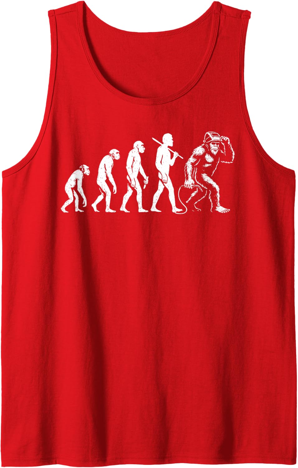 Funny Human Evolution Bigfoot Welder Welding Sleeveless Tank Top - Red