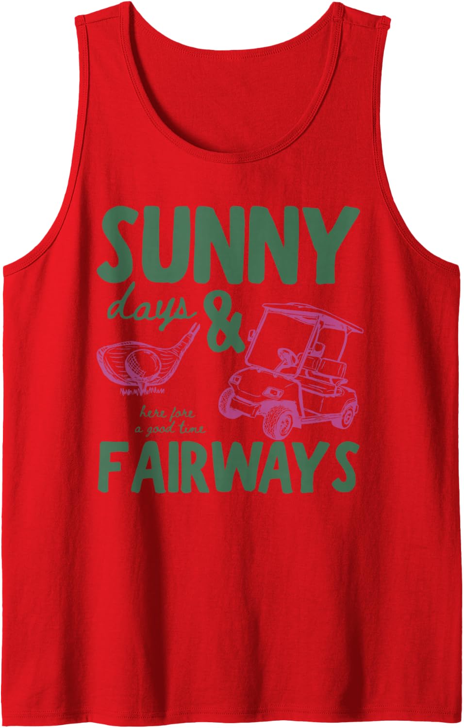 Vintage Funny Sunny Days and Fairways Golf Lovers Graphic Tank Top - Red
