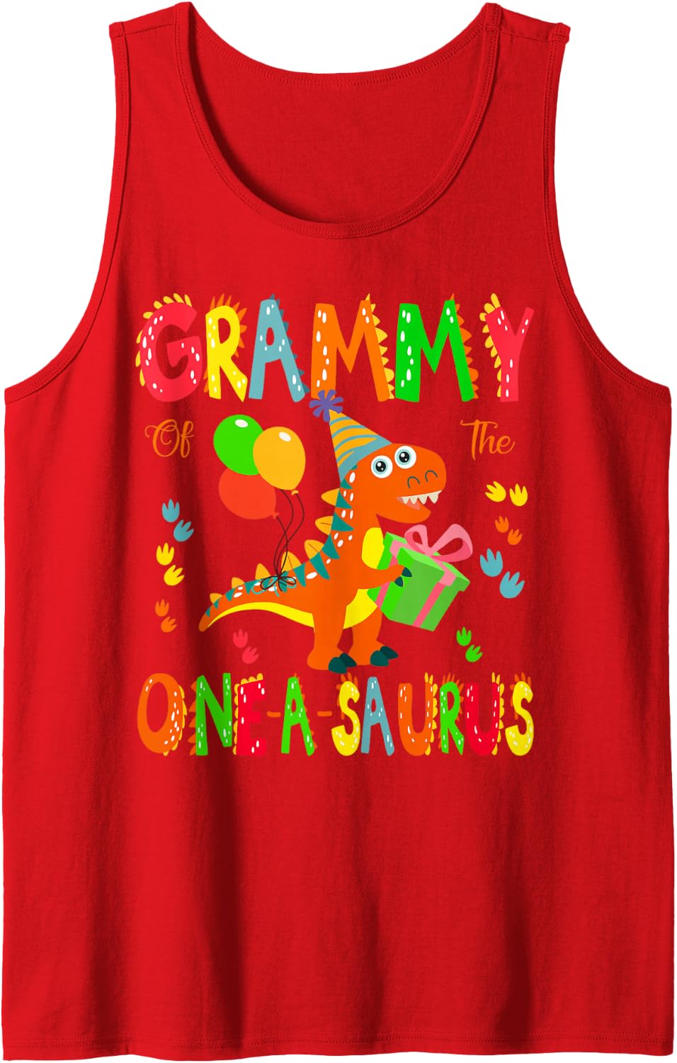 Grammy of The One-A-Saurus 1St Birthday Dinosaur Party Tank Top - Red