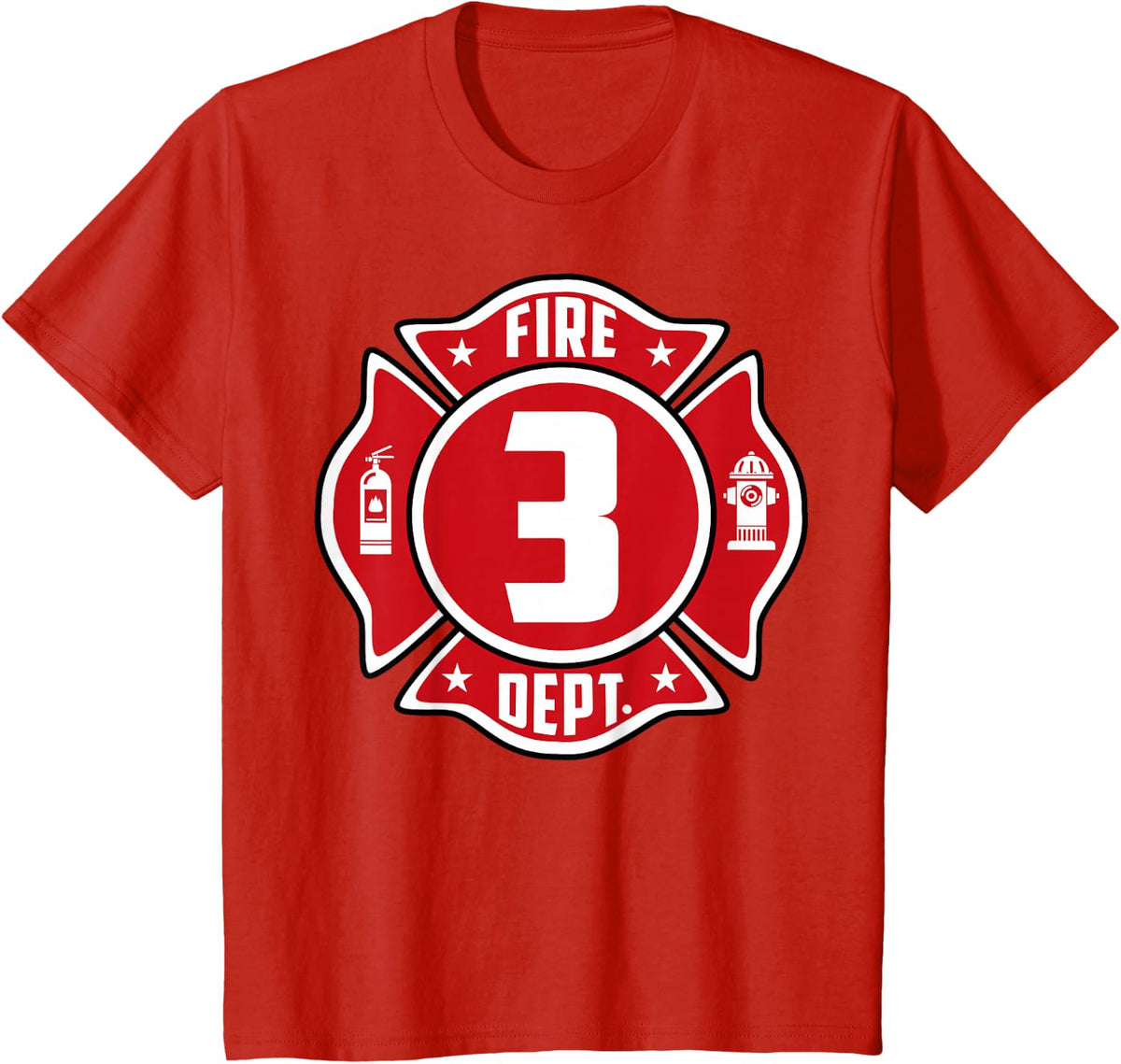 Kids Fireman 3rd Birthday Shirt for Kids T-Shirt - Red