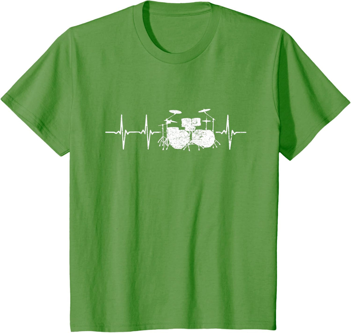 Drums Heartbeat Musician Drumming Gifts Music Band Drummers T-Shirt - Grass Green