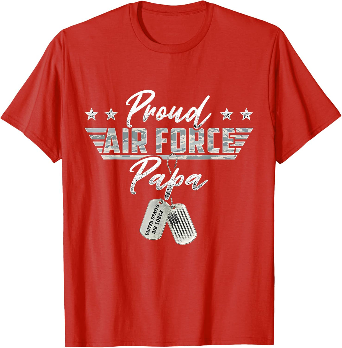Proud Air Force Papa Military US Air Force Family Matching T-Shirt - Red