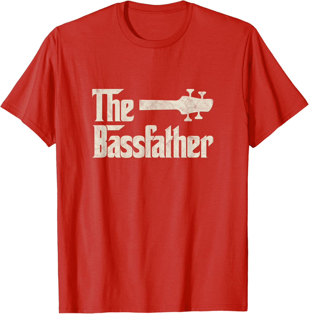 The Bassfather - Distressed Bass Player Dad Fathers Day T-Shirt - Red