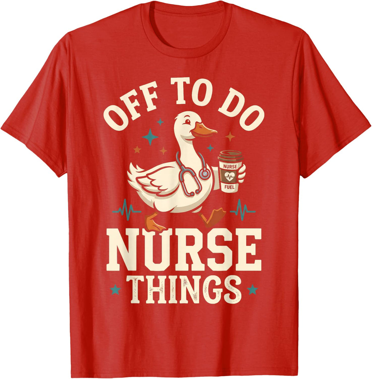 Nurse Things Walking Duck Stethoscope Coffee Cup T-Shirt - Red