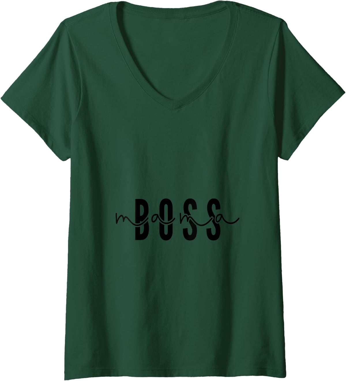 Womens Boss Mama / Mama Boss V-Neck T-Shirt - Dark Green