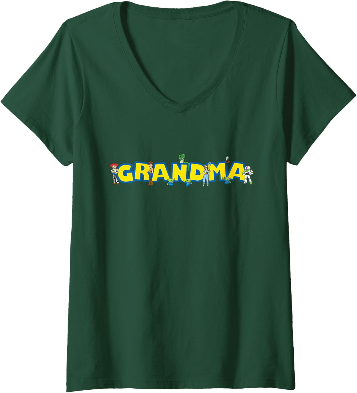 Women's Disney & Pixar's Toy Story Grandma Gift Family Disney Trip V-Neck T-Shirt - Dark Green