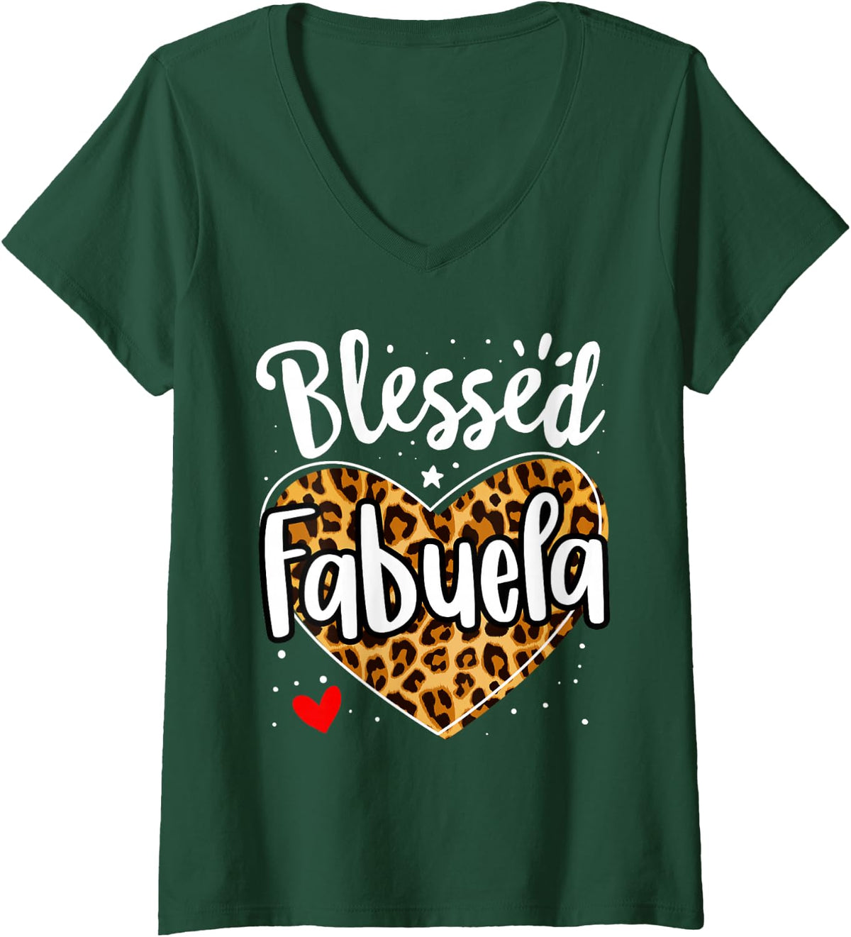 Women's Womens Blessed Febula Grammy for Mother Grandmother V-Neck T-Shirt - Dark Green