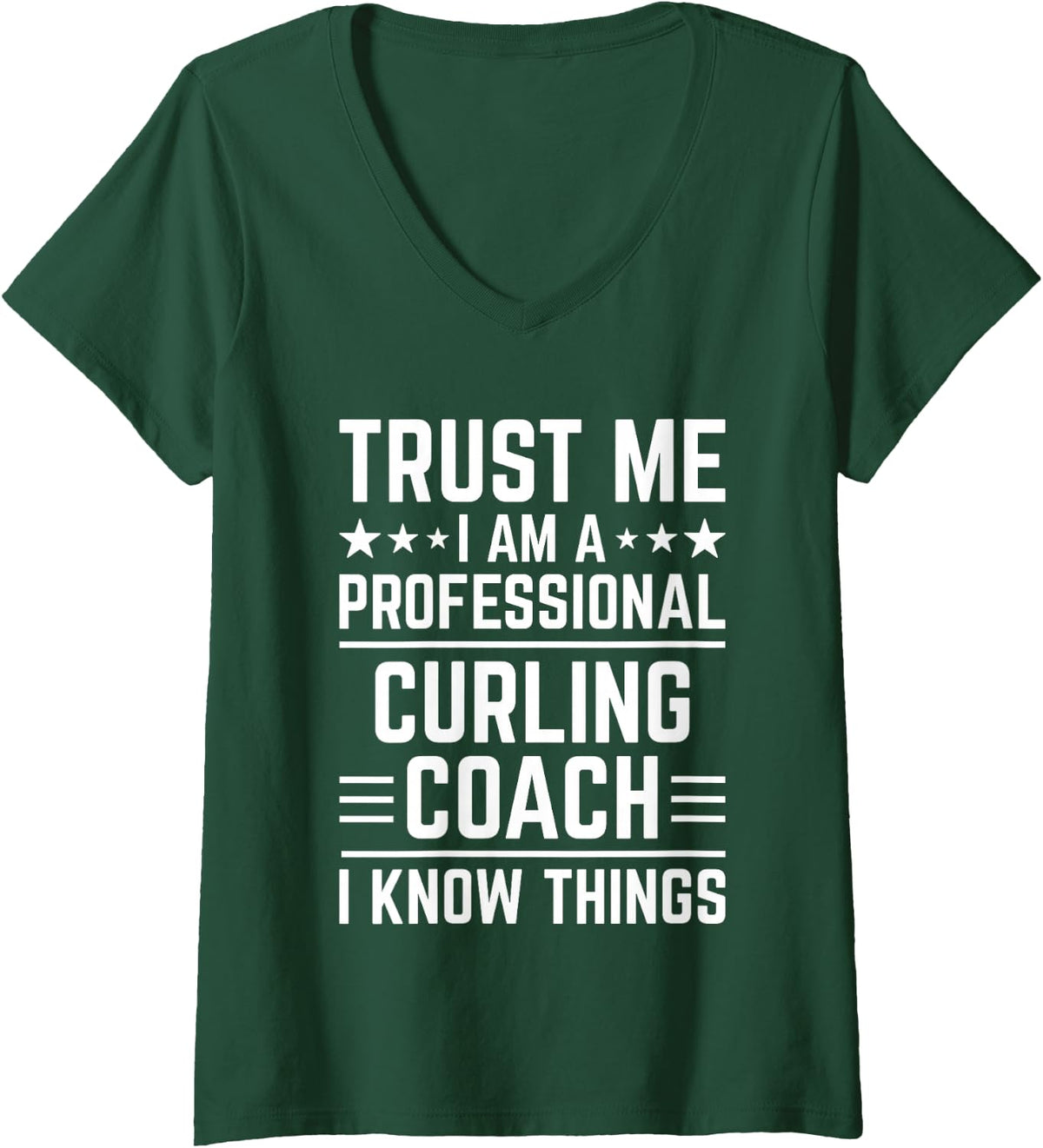 Women's Professional Curling Coach Funny Curling Coach Humor V-Neck T-Shirt - Dark Green