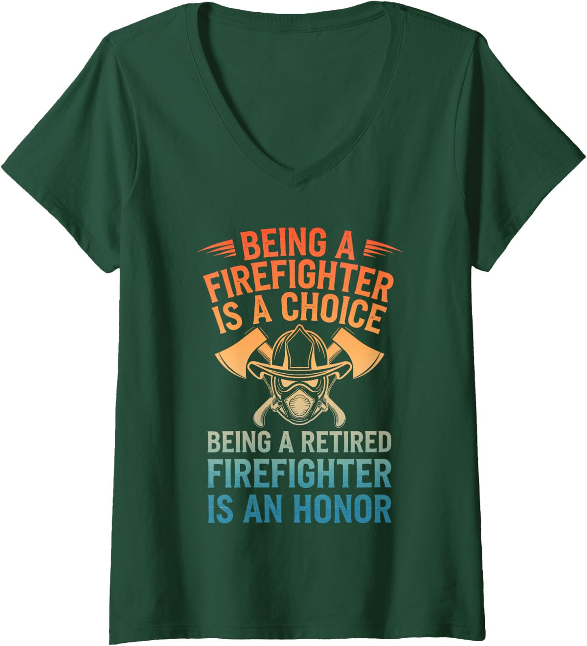 Women's Funny Firefighter Design for Men Women Fireman Firefighter V-Neck T-Shirt - Dark Green