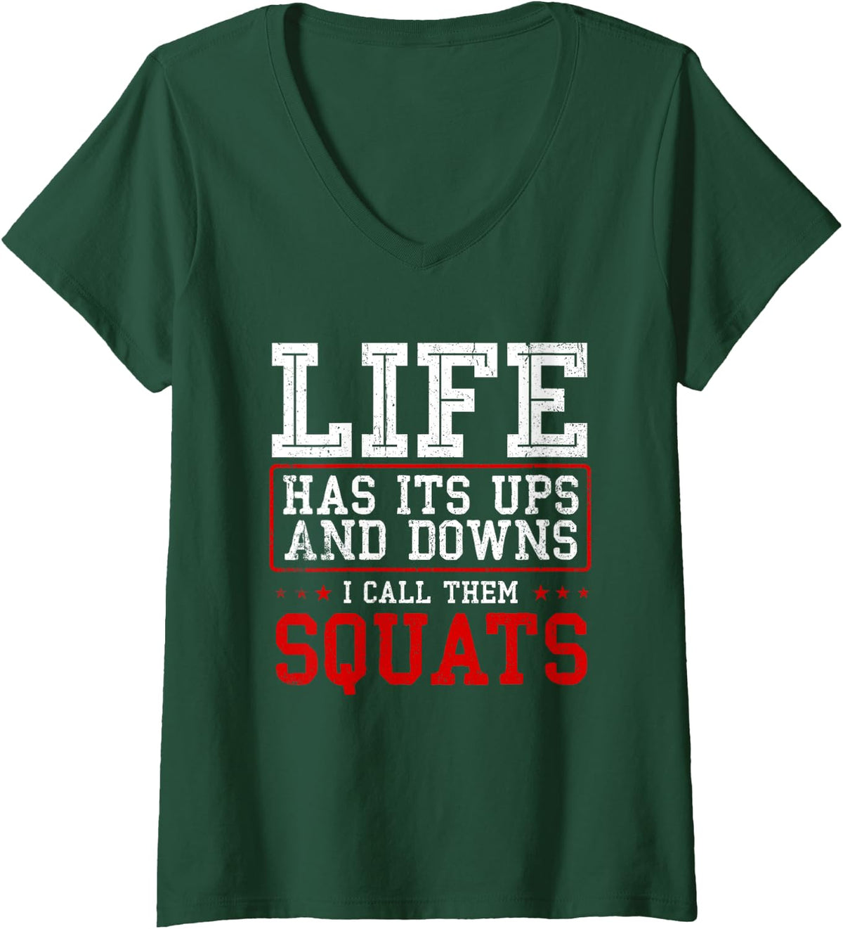 Womens Fitness Gym - Workout Weights - Squat - Gym Squats V-Neck T-Shirt - Dark Green