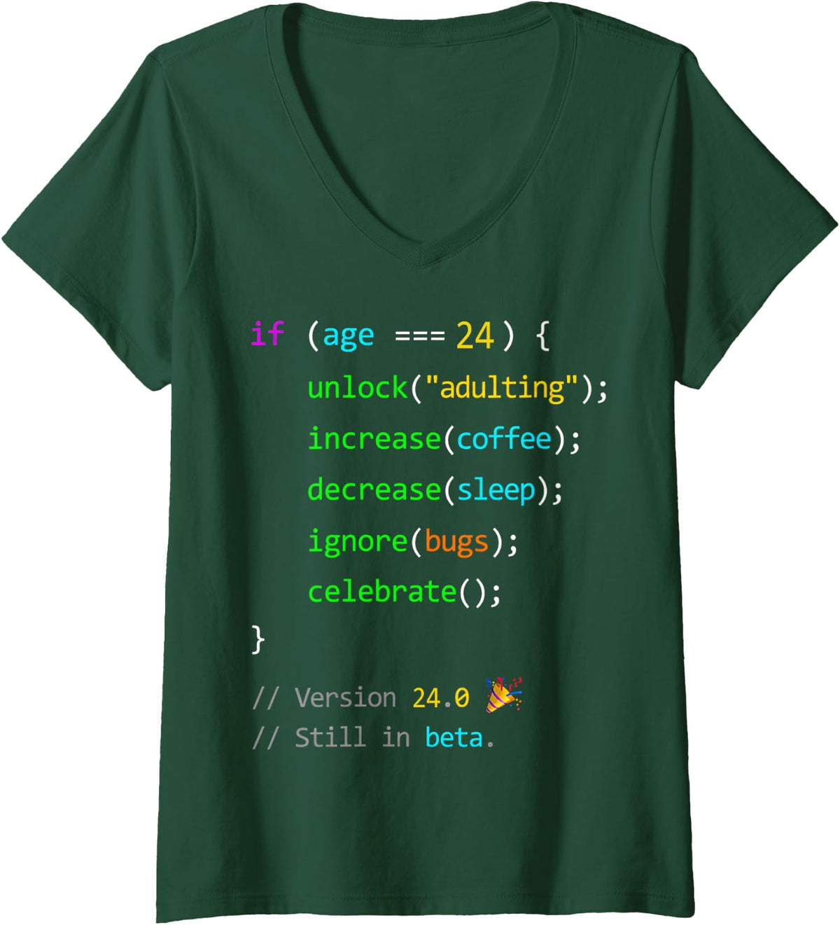 Women's 34th Birthday 34 Years Old Coder Humor Programmer Men V-Neck T-Shirt - Dark Green