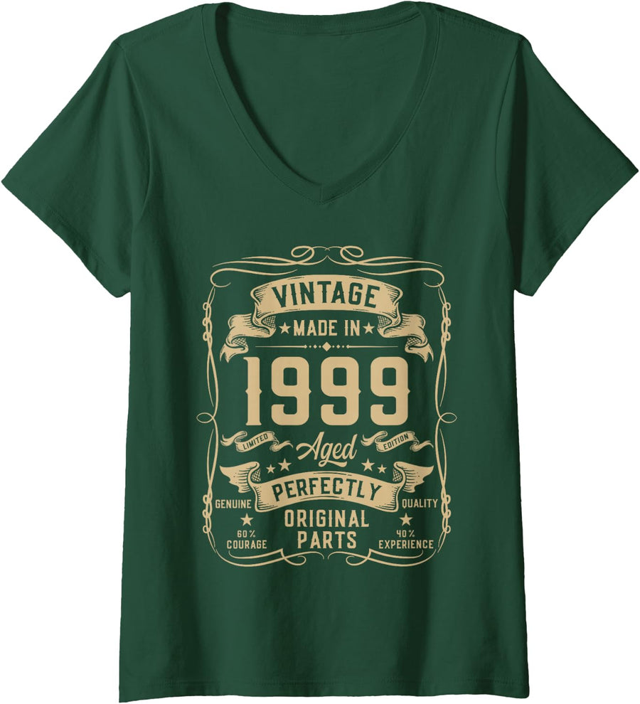 Women's Vintage 1999 27yr 27th Birthday Gifts for Men 27 Years Old V-Neck T-Shirt - Dark Green