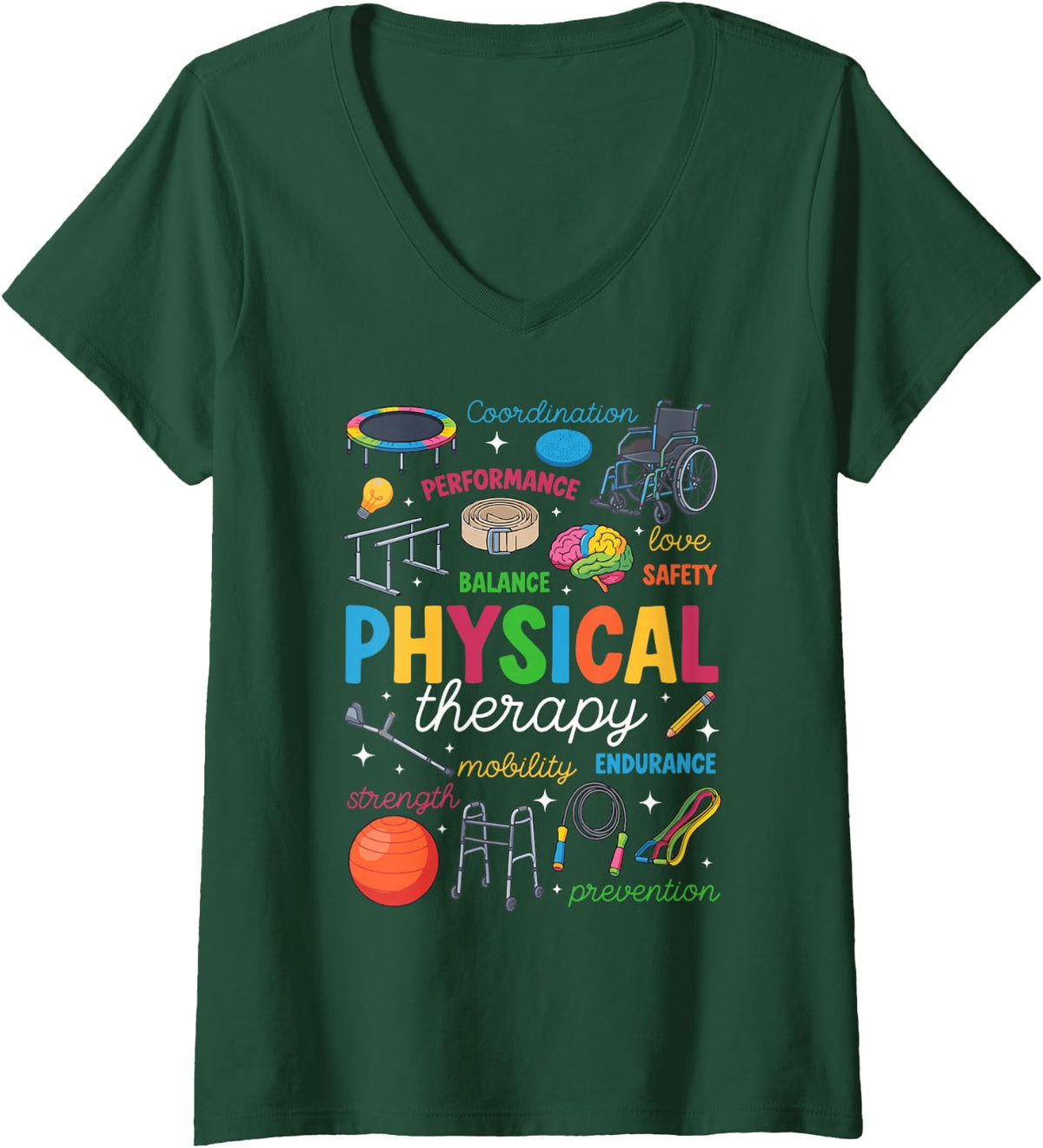 Women's Physical Therapy Assistant Appreciation Best PTA V-Neck T-Shirt - Dark Green