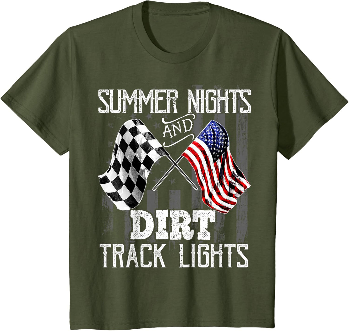 Summer Nights Dirt Track Lights Racing Motocross Gift Men T-Shirt - Olive Green