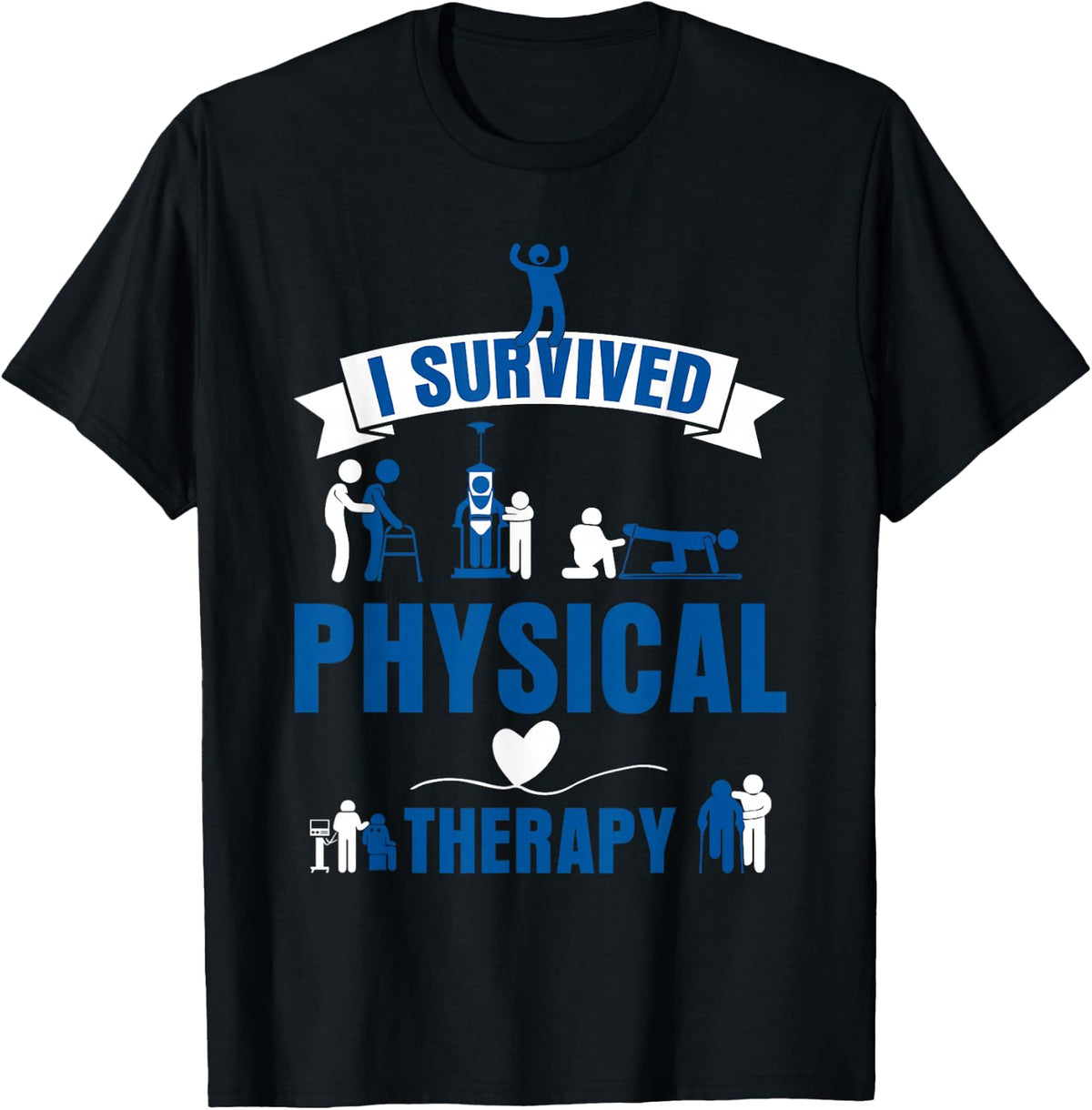 I Survived Physiotherapy Patient PT T-Shirt - Black