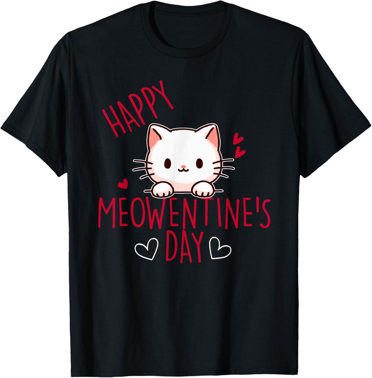 Cute Cat Valentine's Day Love for Girls Kitty Quote T-Shirt - Black