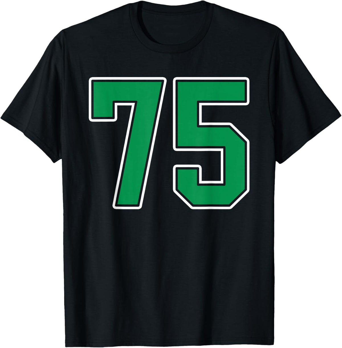 Kelly Green White Number 75 Jersey Player Uniform #75 T-Shirt - Black