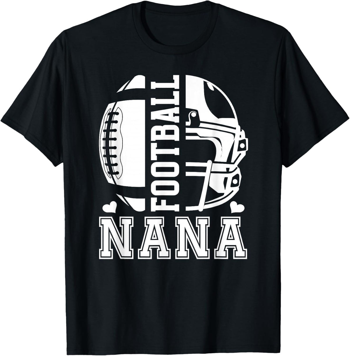 Football Nana of A Football Player Nana Grandma T-Shirt - Black