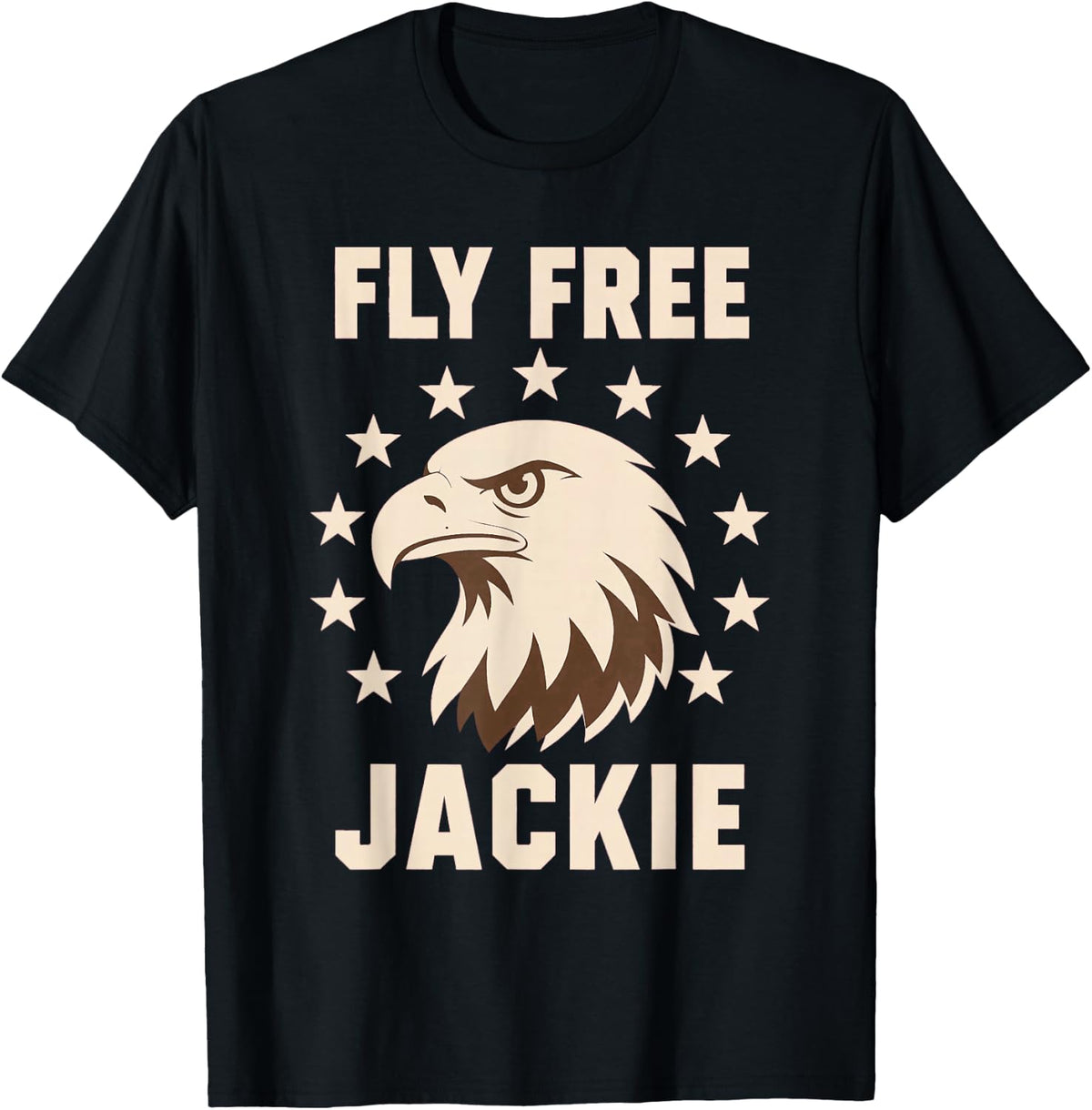 Fly Free Jackie Bald Eagle Tribute Big Bear T-Shirt - Black