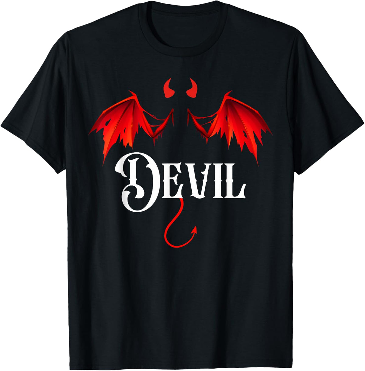 Devil Halloween Matching Couple T-Shirt - Black