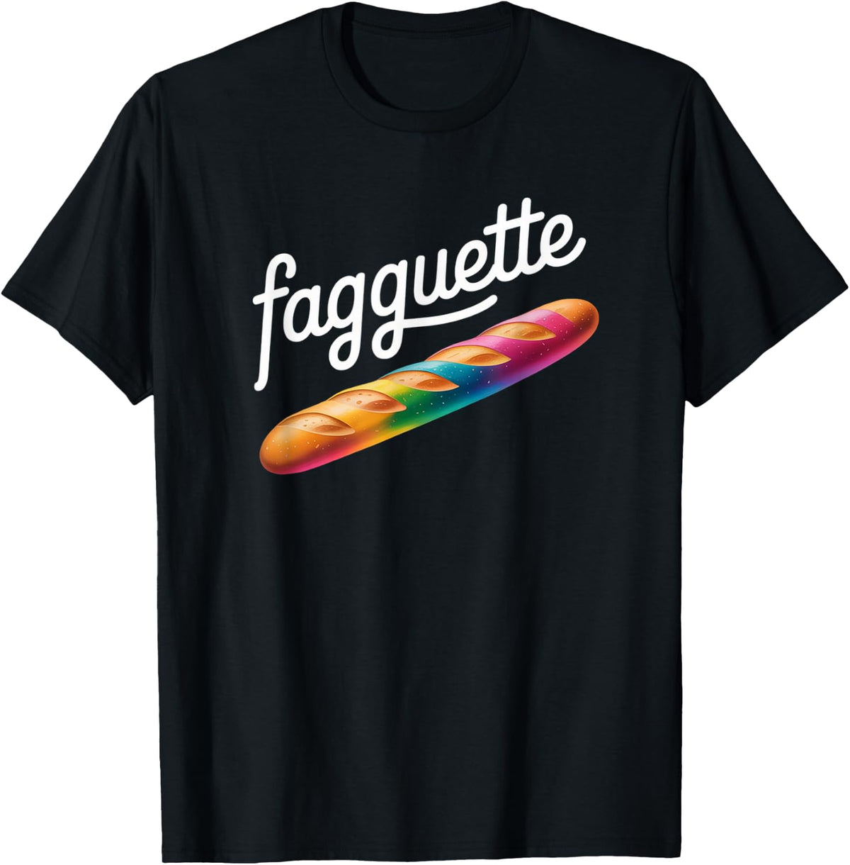 Fagquette Rainbow Bread Humorous LGBTQ Pride Bakery Funny T-Shirt - Black