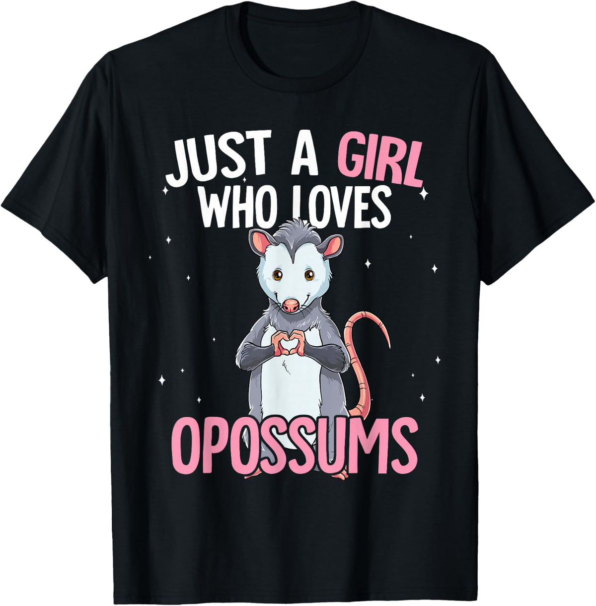 Just A Girl Who Loves Opossums T-Shirt Opossum Shirts For Women Tees - Black