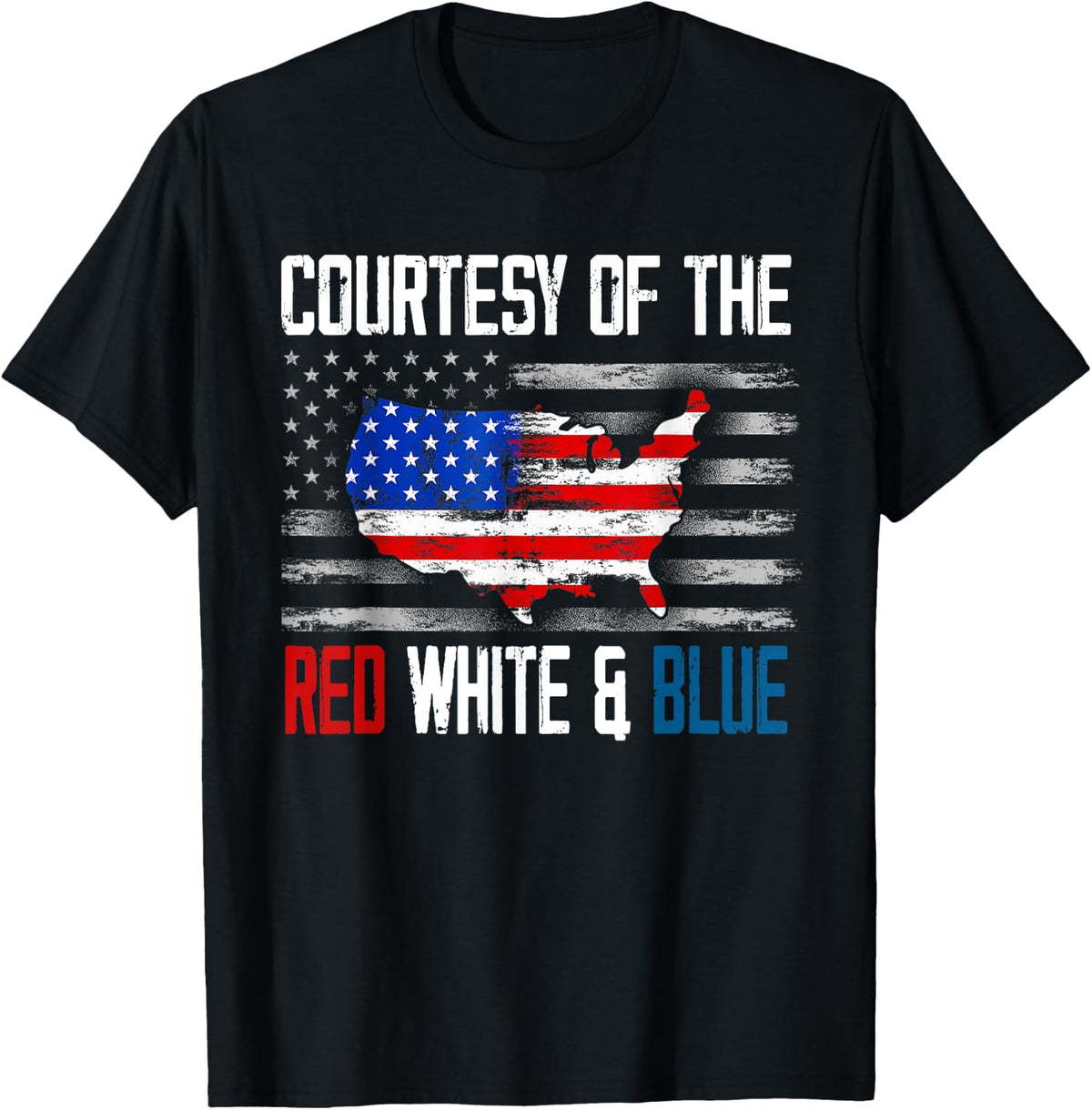 Courtesy Of The Red White And Blue Vintage America US Flag T-Shirt - Black