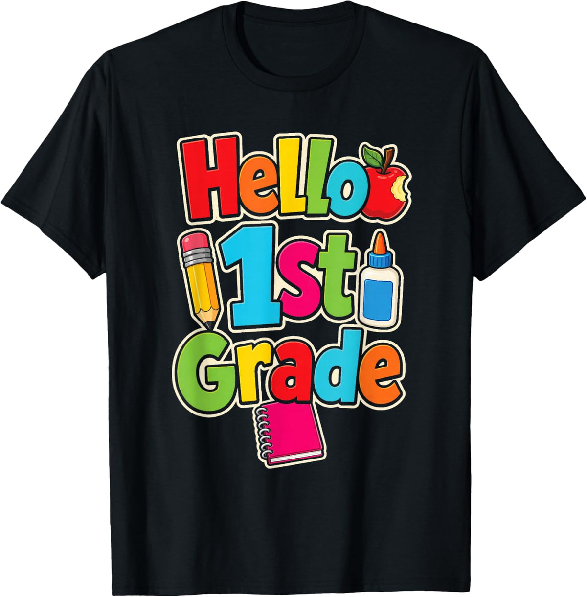 1st Grade First Day of School Boys Girls Kids Gift T-Shirt - Black
