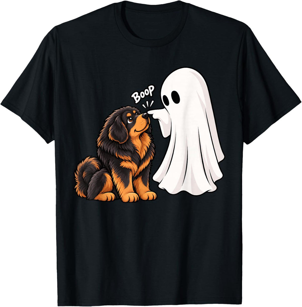 Funny Ghost Tibetan Mastiff Boop Halloween Dog Lover T-Shirt - Black